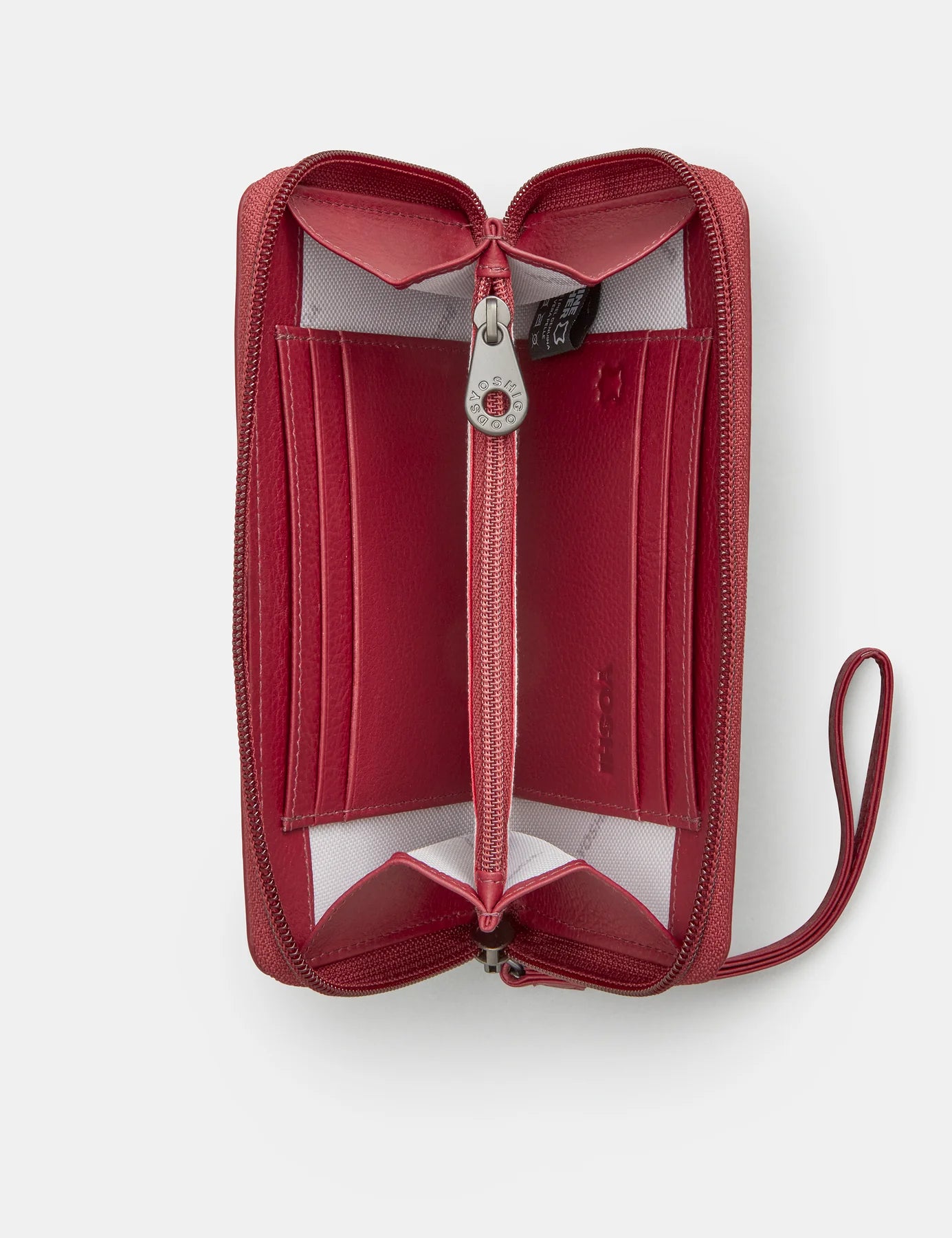 Cherry Red Bookworm Zip Around Purse with Wrist Strap