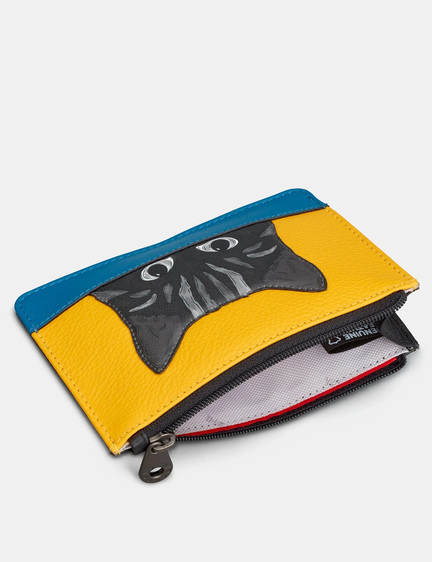 Black Colour Block Cat Zip Top Purse