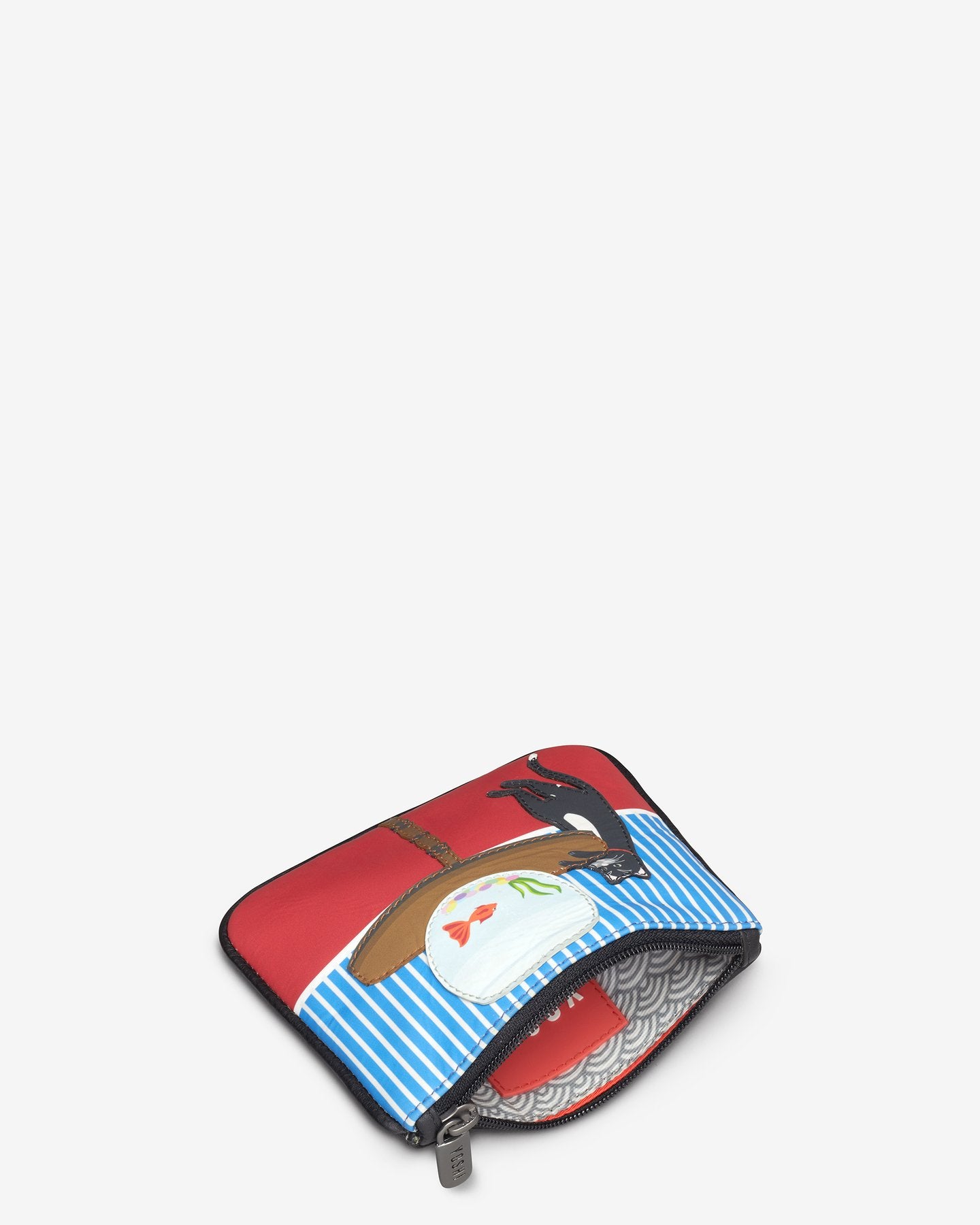 Leather Zip Top Cat and Fish Purse