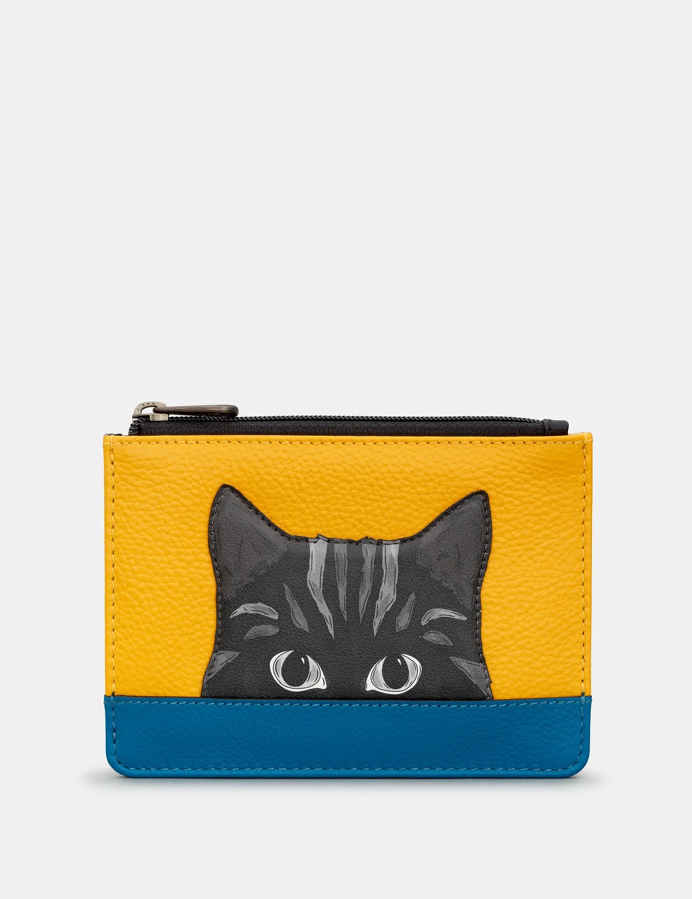 Black Colour Block Cat  Zip Top Purse