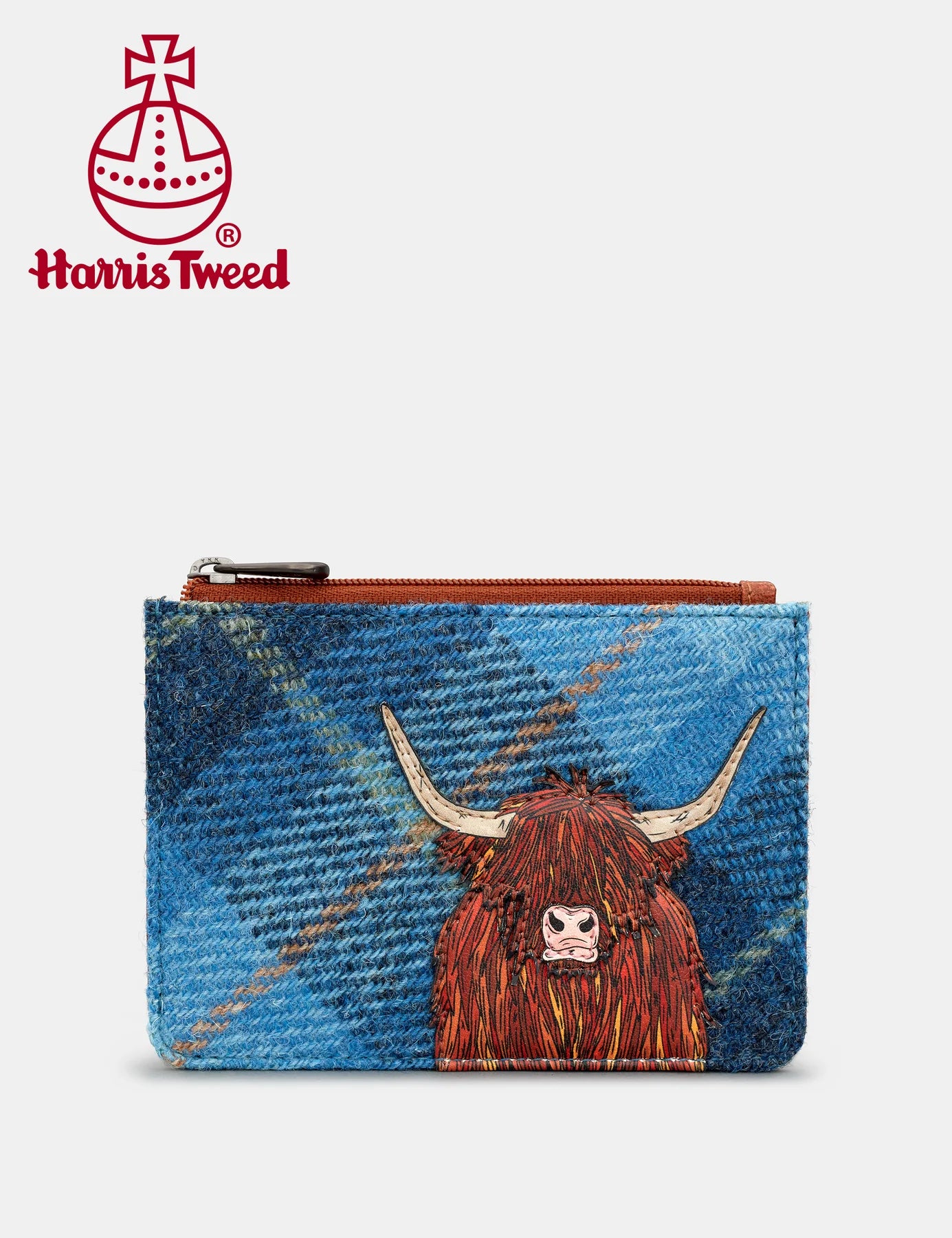 Blue Highland Cow  Zip Top Purse
