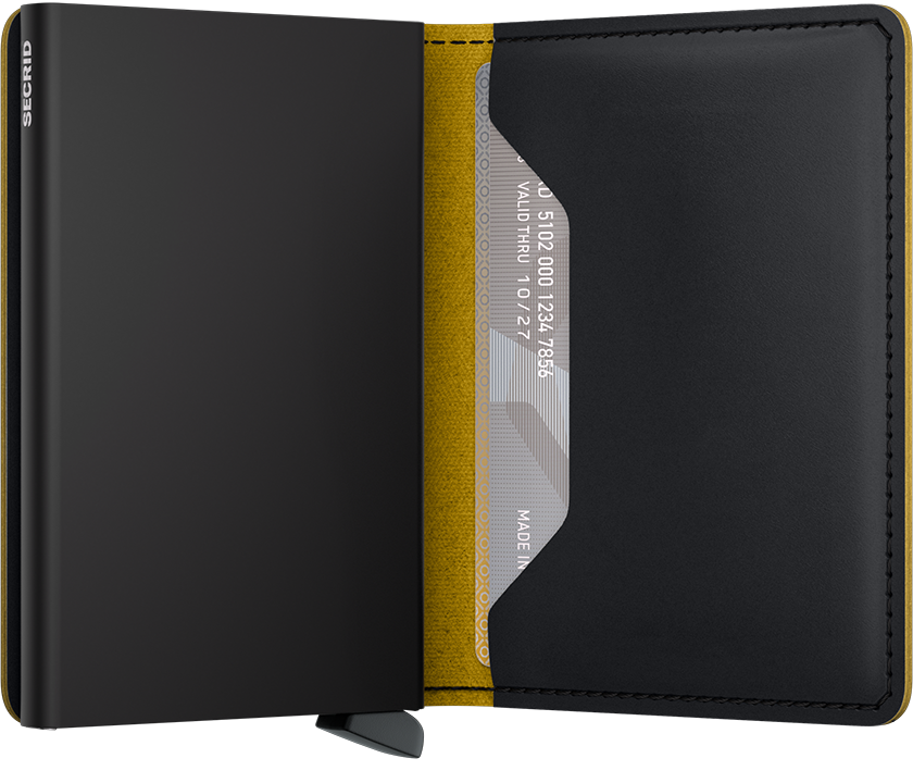 Slim Wallet Matt Black & Ochre