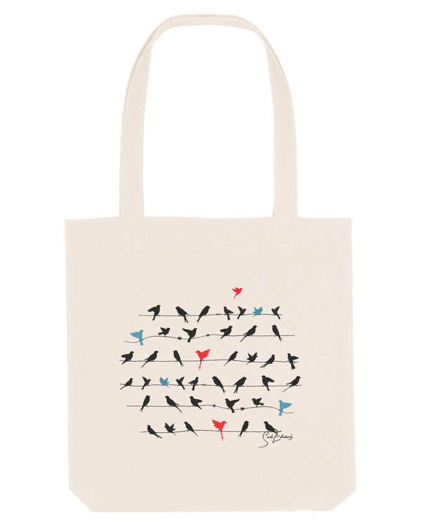 Organic Birds On A Wire Tote Bag
