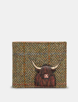 Brown Tweed Highland Cow Two Fold Wallet
