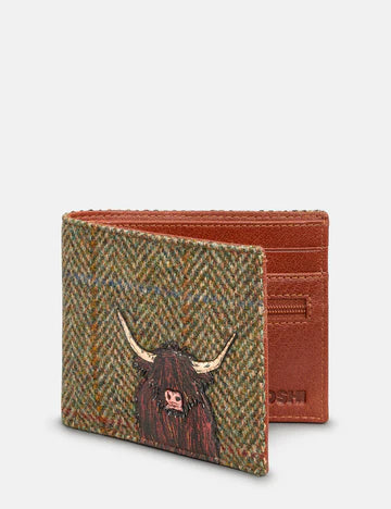 Brown Tweed Highland Cow Two Fold Wallet