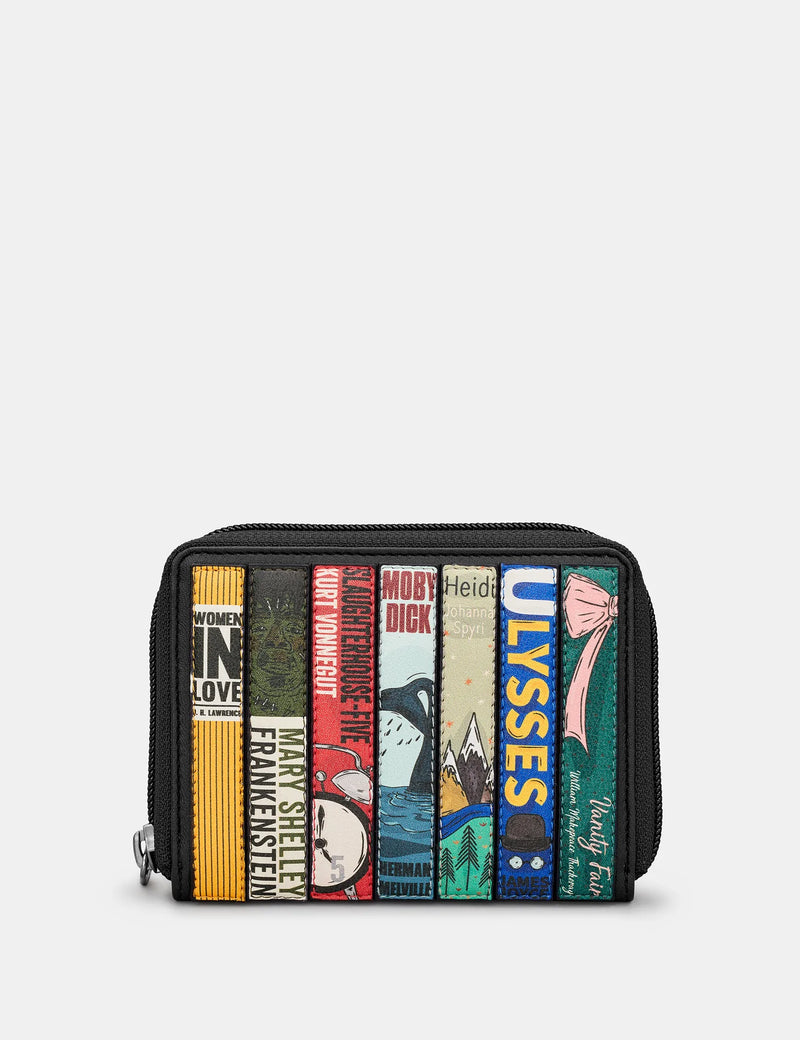 Black Charles Dickens Bookworm Zip Around Purse