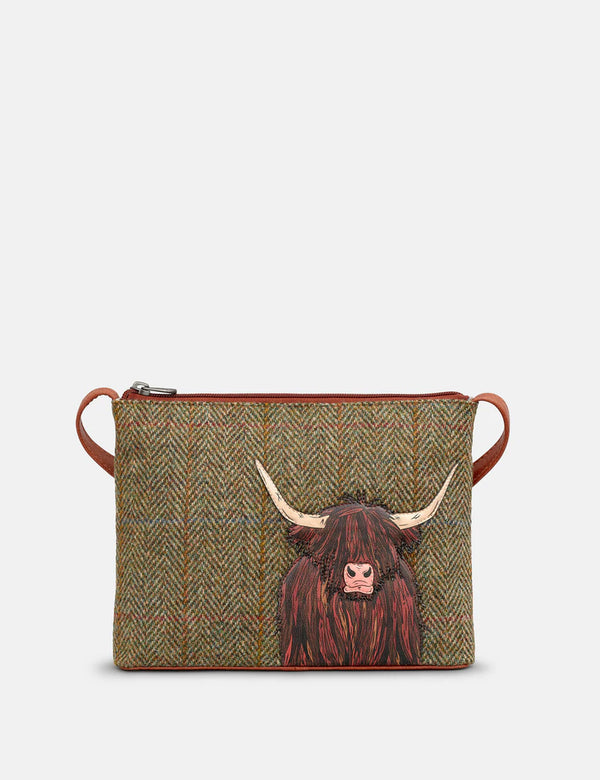 Tweed Highland Cow Cross Body Bag