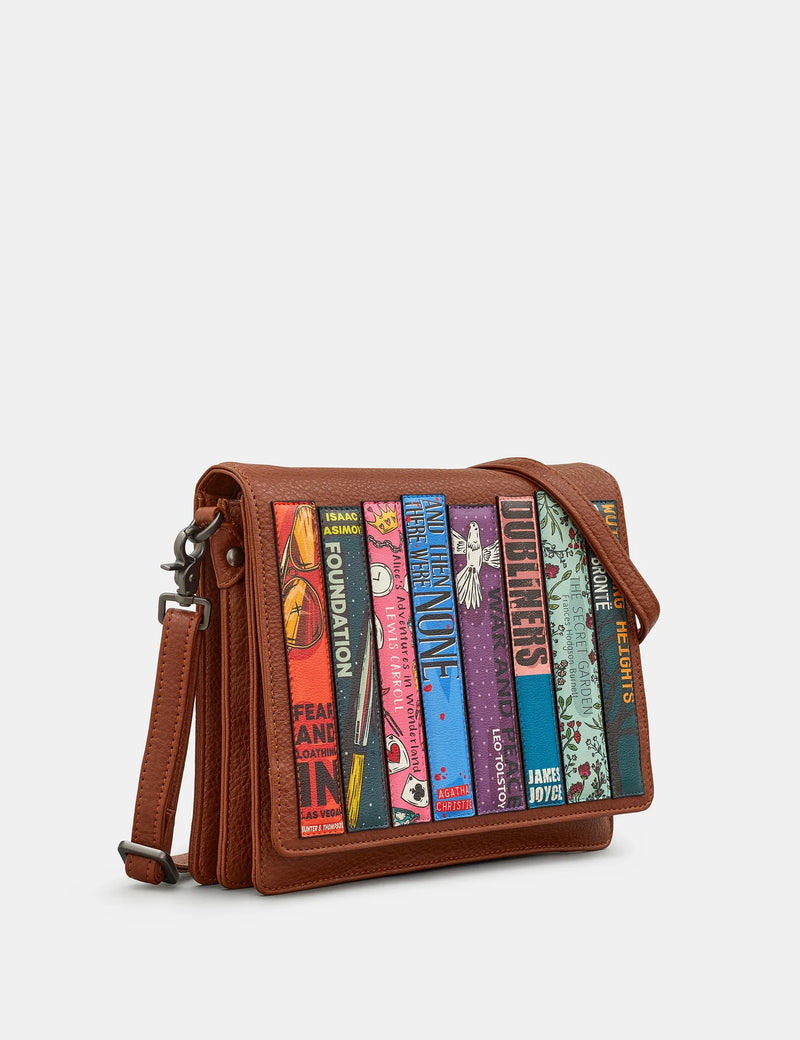 Brown Vegan Classic Bookworm Triple Gusset Flap Over Bag